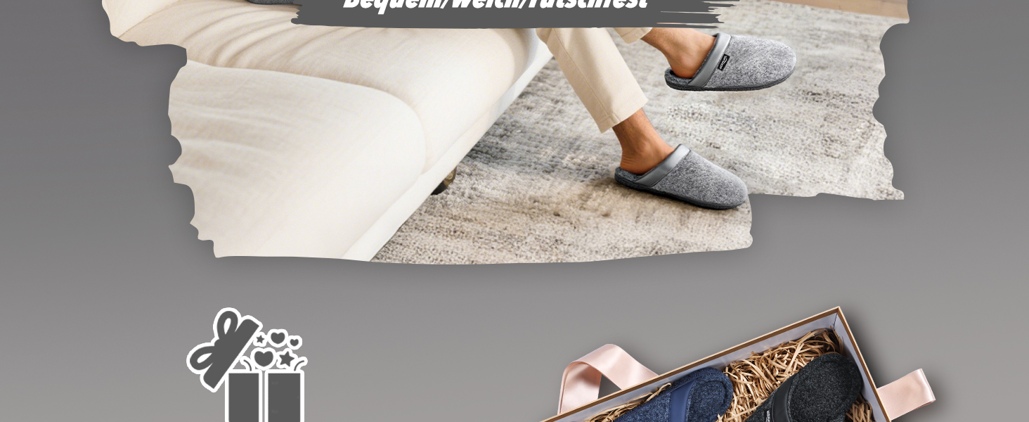 Чоловічі халапи з фетру, тапочки з Memory Foam, неслизька підошва, фетрові шльопанці для дому та вулиці (Сірий, 45 EU)