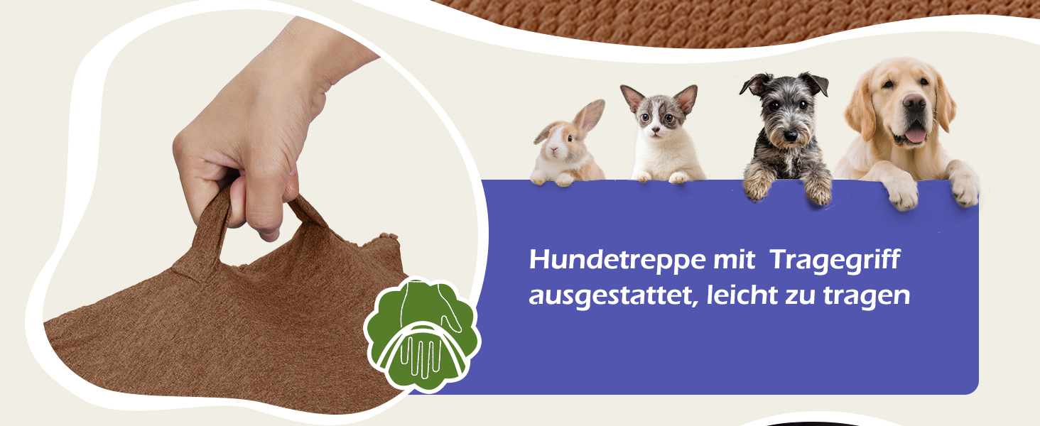 Сходинки для собак Eukue - 2 сходинки для маленьких собак, для ліжка та дивану, з високощільним пінополіуретаном, портативні, знімний, пральний чохол (білий) (коричневий)