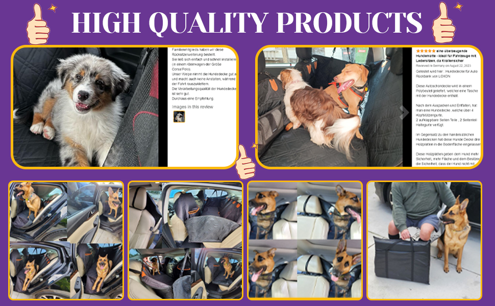 Loiion Waterproof Dog Car Seat Cover with Hard Base - Prevents Sliding, Fits Most SUVs, Trucks, Cars - Gray (Black All-Inclusive)