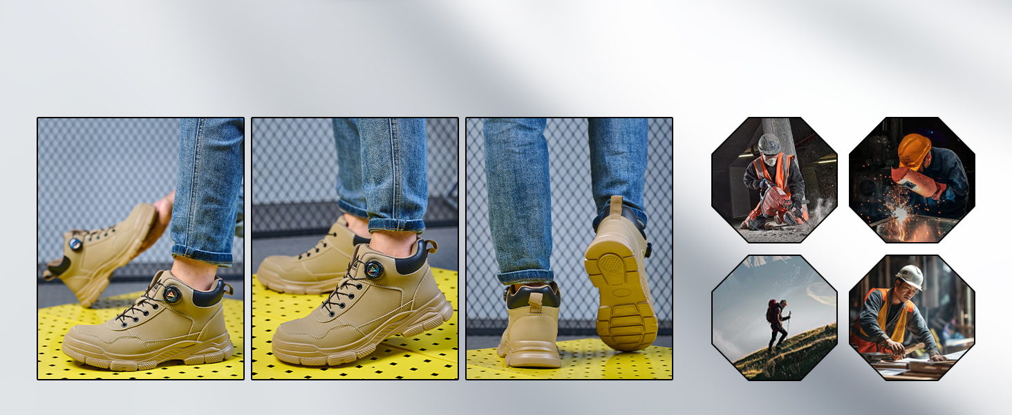 Черевики безпеки для чоловіків та жінок. Легкі, водонепроникні робочі черевики з металевим підноском та поворотним закриттям. Розмір 44 EU, чорний колір.