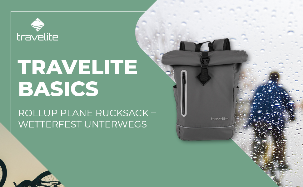 Водонепроникний рюкзак Travelite Rolltop для велосипеда та відпочинку, з відбивачами, 19 л, 48 см