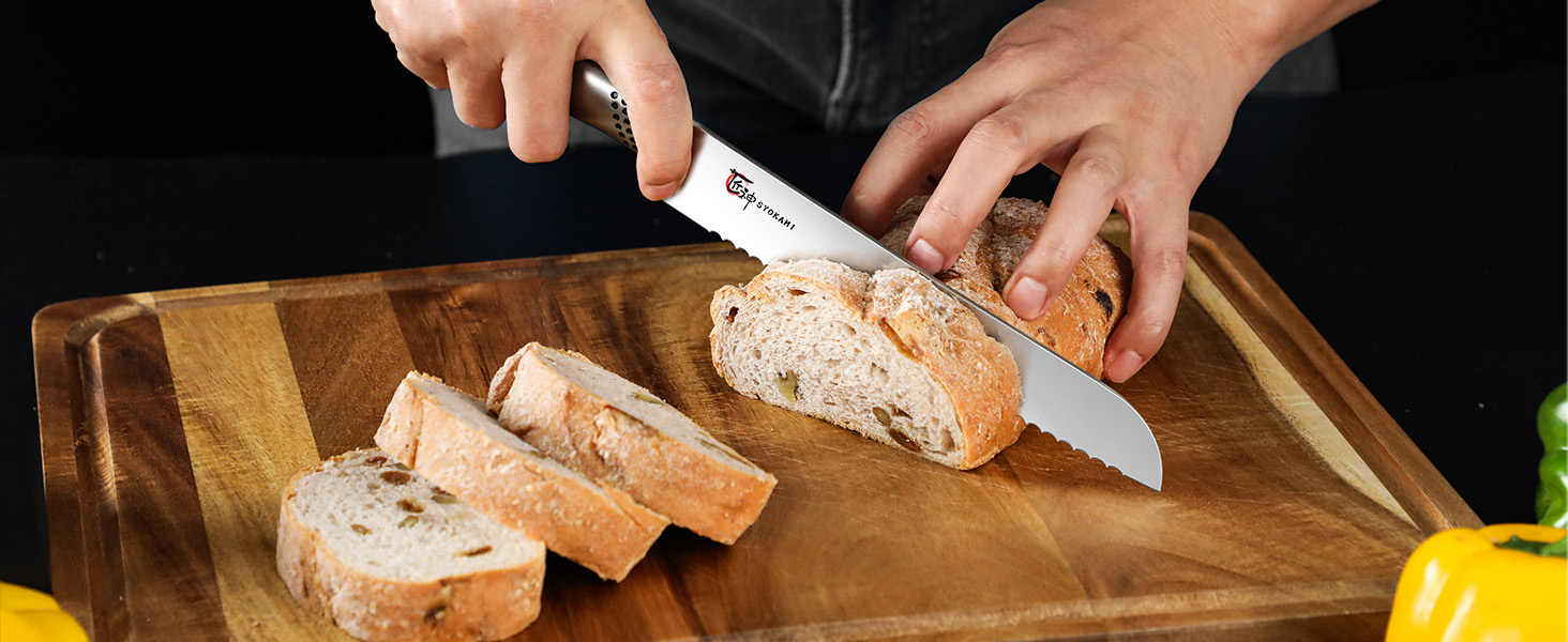 Набір кухонних ножів Messerset 7 предметів у японському стилі з магнітним блоком з акації, вуглецева сталь, нековзка ручка