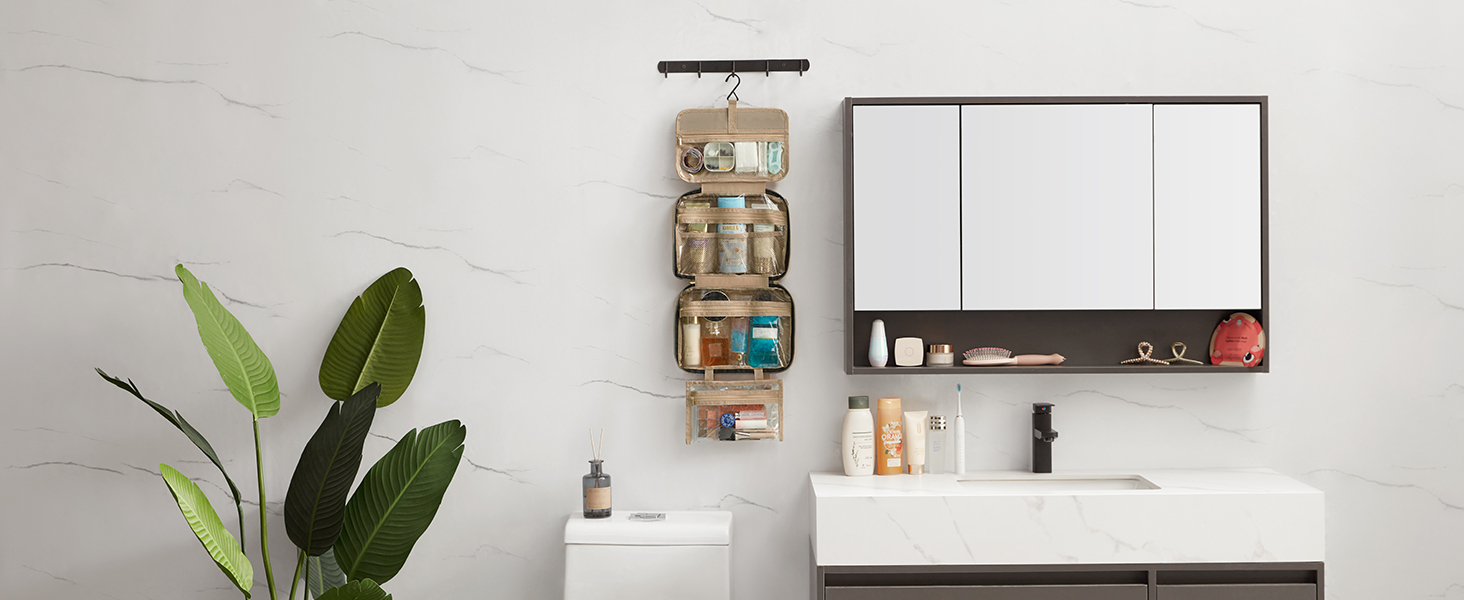 Жіноча дорожня косметичка Lifewit з гачком, велика органайзер для косметики, прозора косметичка для подорожей, м'ятно-зелена