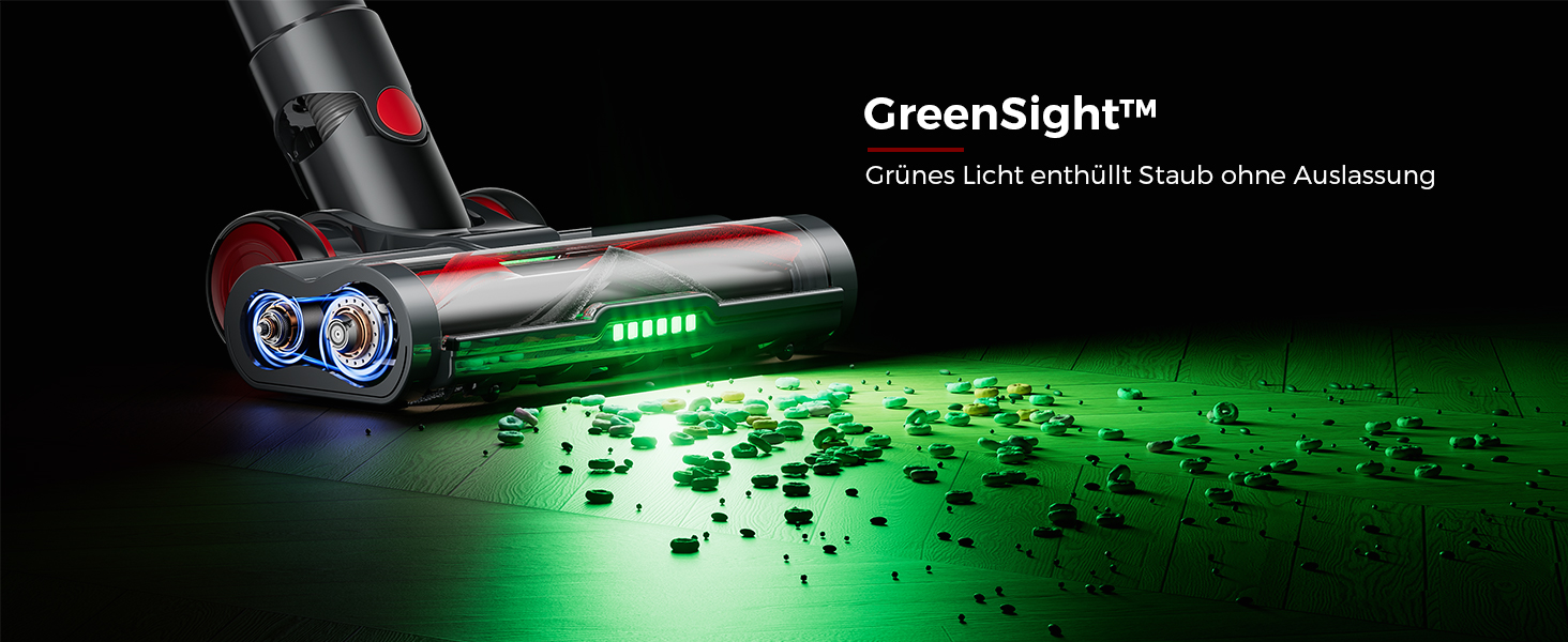 Бездротовий пилосос 48000Pa/550W з акумулятором, 70 хвилин роботи, об'єм 1.6л, 8-шарова фільтрація, тихий, з антизаплутуючим насадкою для твердих поверхонь, червоний, Rot 15 Ultra