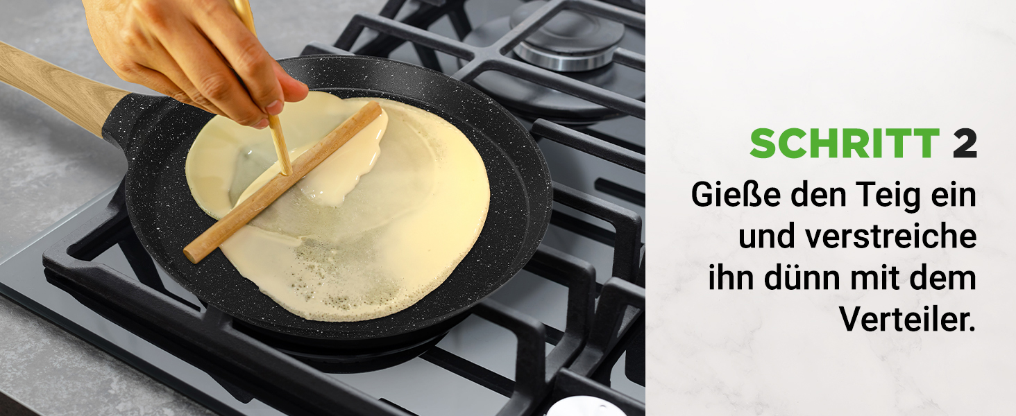 Пательня для млинців Nutrichef 28 см з антипригарним мармуровим покриттям, індукційна, з дерев'яною лопаткою