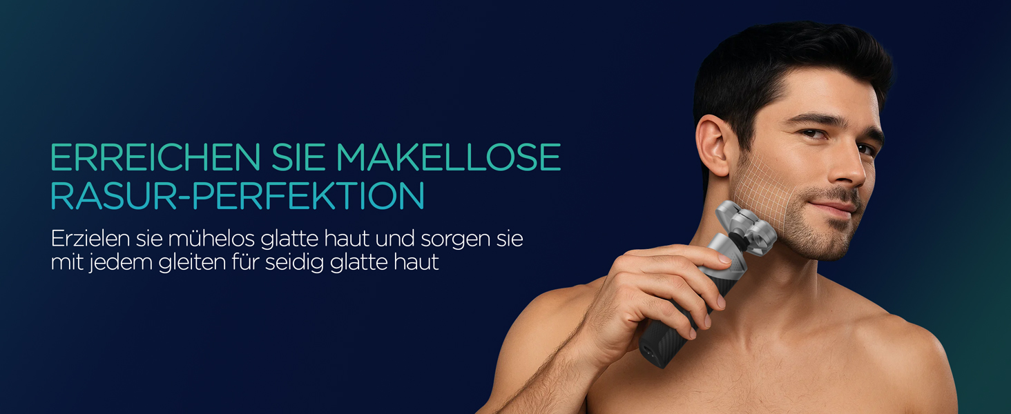 Електричний гоління для чоловіків VOYOR TX500: 5D, мокрий/сухий, бездротовий, LED дисплей, 150 хв роботи (чорний)