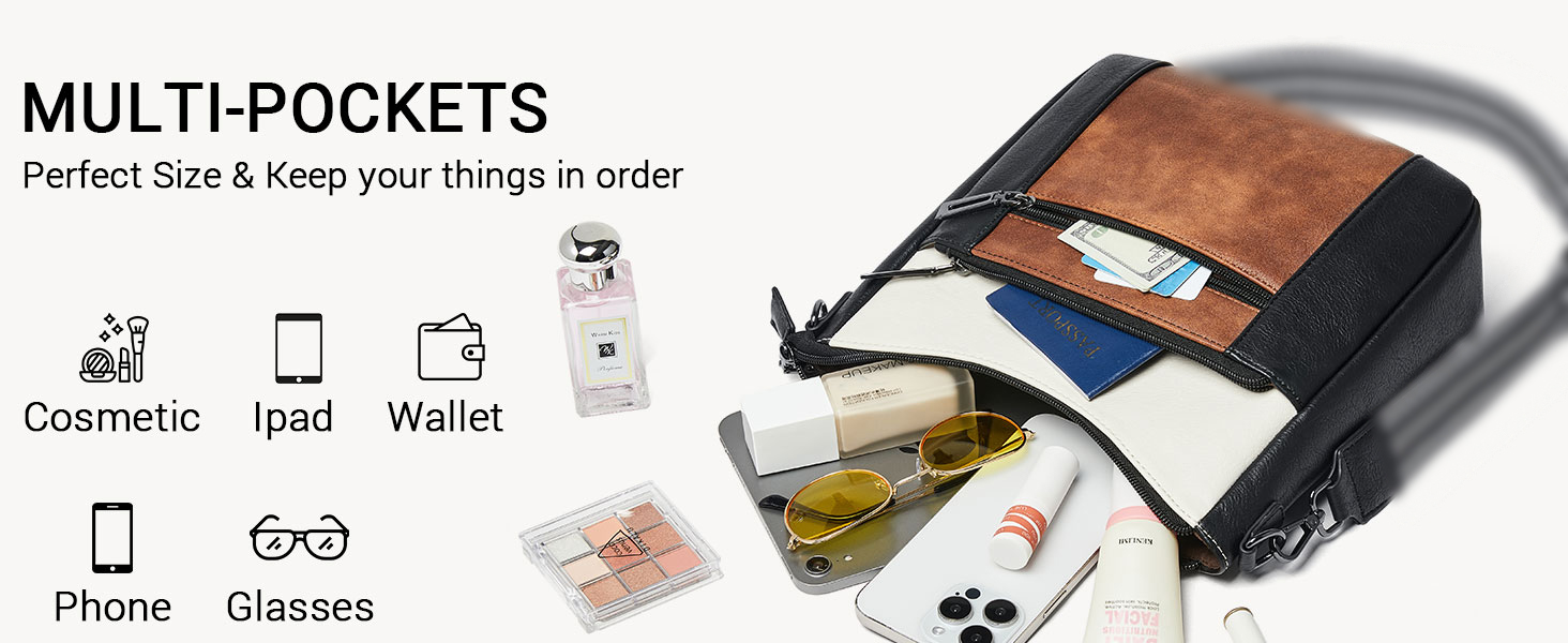 Сумка жіноча через плече Shrrie, екошкіра, чорно-коричнева, з ременем, для подорожей