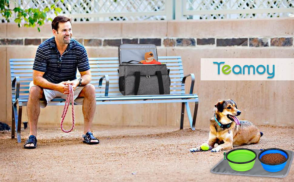 Сумка для собак Teamoy: переносна сумка для корму, ласощів, іграшок та інших речей. Ідеальна для подорожей, кемпінгу та прогулянок (Велика, чорна)