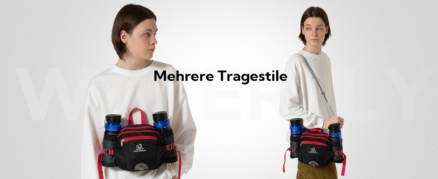 Водонепроникна поясна сумка Waterfly з тримачем для пляшки, регульованим ременем, кишенею для телефону, для туризму, подорожей, кемпінгу, чорна