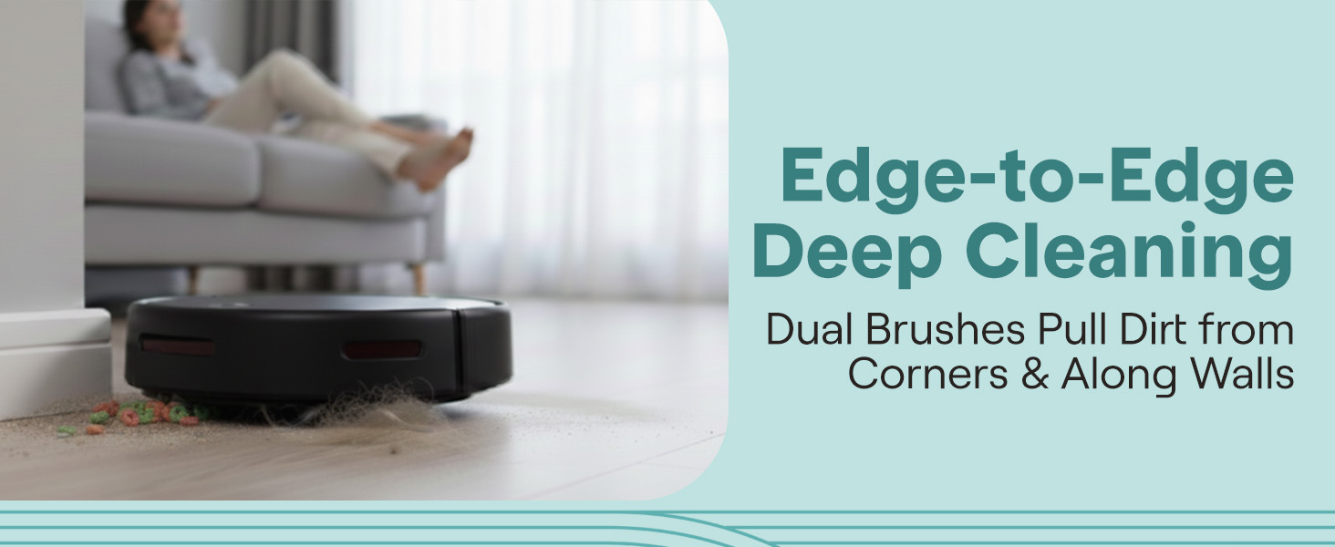 Робот-пилосос SereneLife 3-в-1 з функцією миття підлоги, з керуванням через додаток, для збору шерсті тварин та прибирання килимів (3000Pa, чорний)