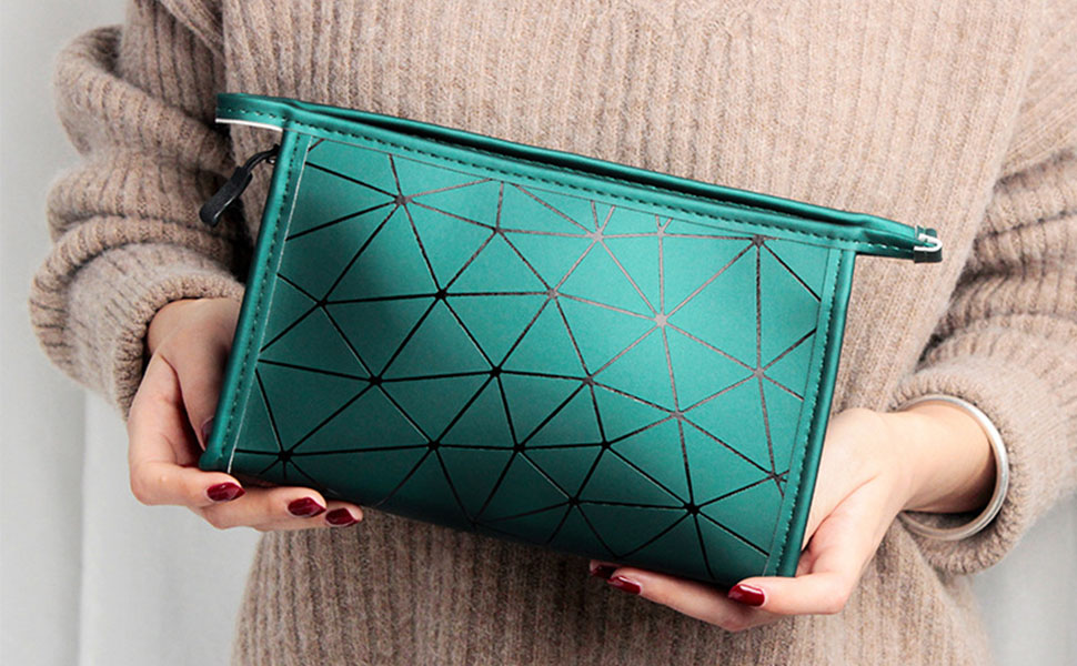 Набір косметичок на 3 шт. з блискавкою: водонепроникні органайзери для косметики та подорожей (зелені)