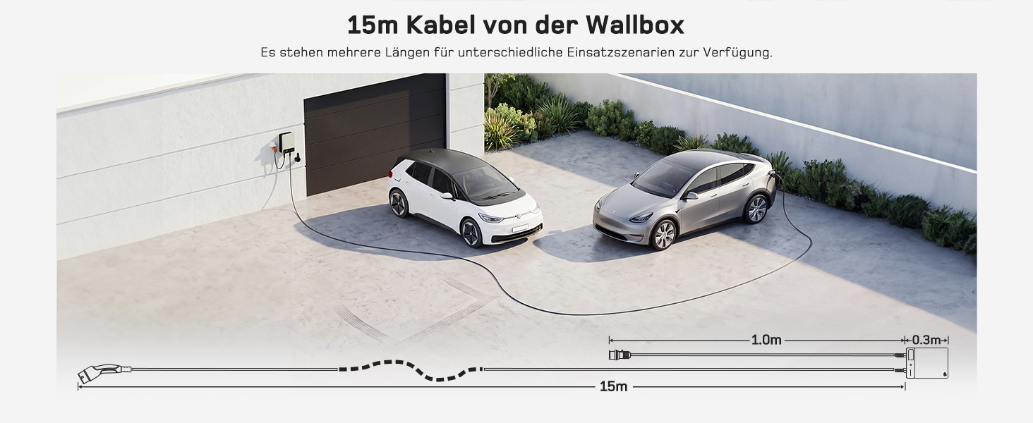 Wallbox 11 кВт з Wi-Fi та кабелем Type 2 7,5м, 3-фазне зарядне для електромобілів (BEV/PHEV), 6-16A, 400V, RCD Type A 30mA/DC 6mA, IP54, чорний. Зарядна станція для дому.