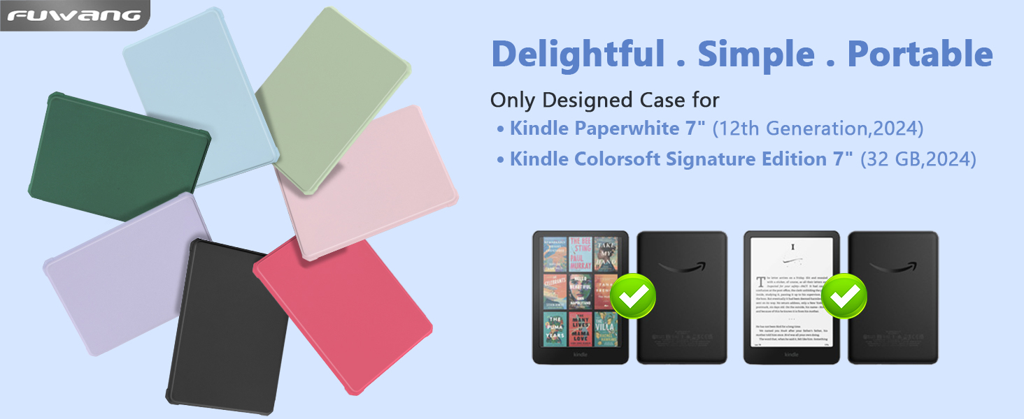 Чохол для Kindle Paperwhite 7' та Kindle Colorsoft Signature Edition (2024/2025), легкий, водонепроникний, з магнітною застібкою (чорний)