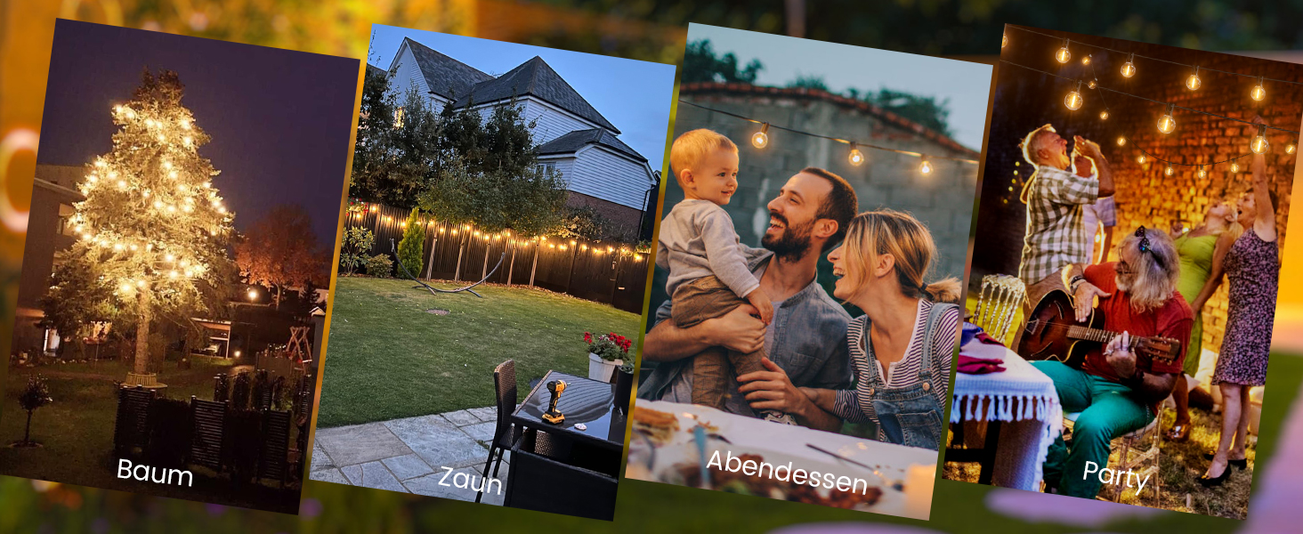 LED гірлянда Yuusei 60м з 100+4 лампочки (тепле світло), IP45, для дому та саду