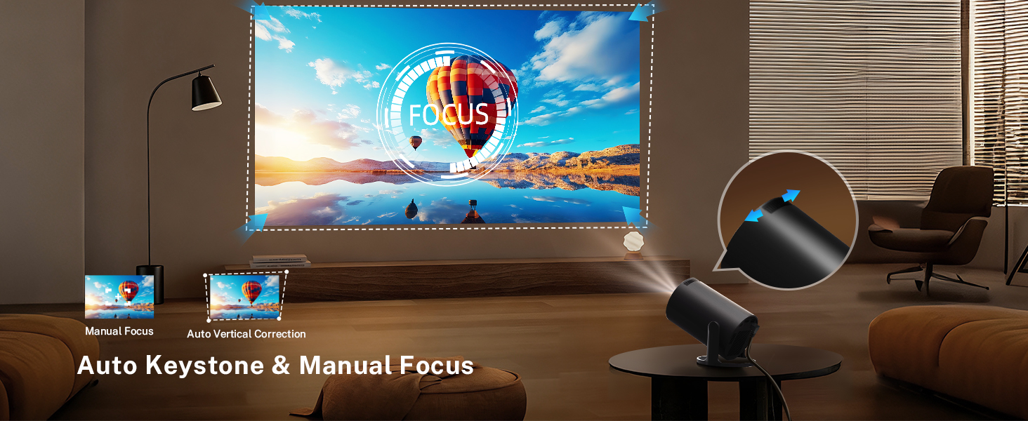 Lyncast OptiBarrel 500: Портативний проєктор 4K з Wi-Fi 6, Bluetooth 5.4, Android 11 та підтримкою iOS/HDMI/USB. Чорний