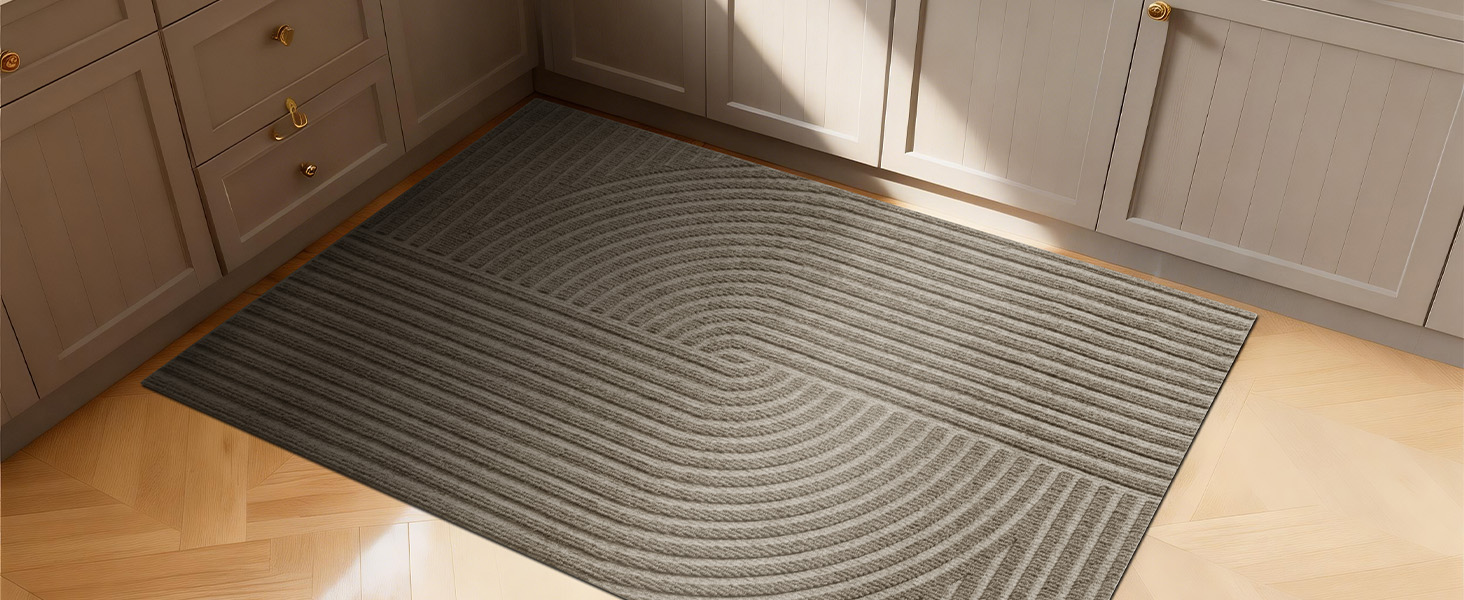 Привідний килимок FEOMOS 60x90 см для дому та вулиці, протиковзний вологопоглинаючий килим для вхідних дверей, коридору, балкона та кухні, бежевий, можна прати