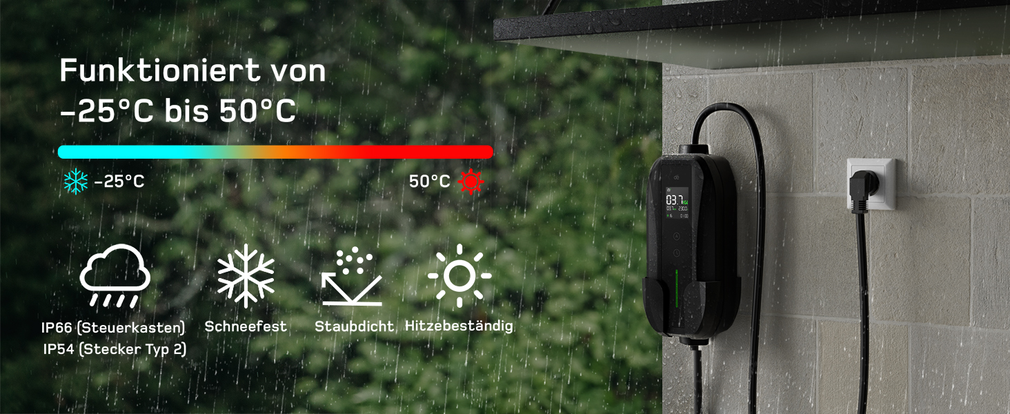 Кабель зарядки Schuko 3.68kW для електромобілів, 6м, 6-16A з цифровим дисплеєм