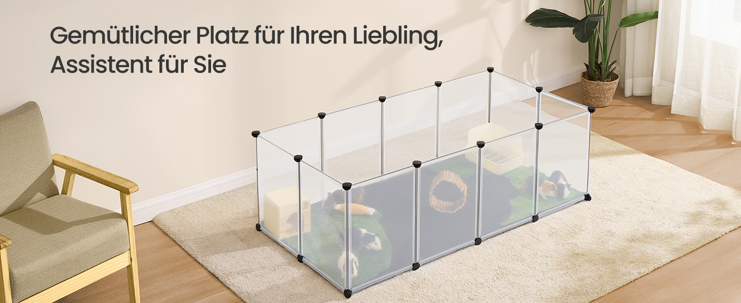 Клітка для дрібних тварин SONGMICS LPC012W01 з піддоном, біла, 143 x 73 x 46 см