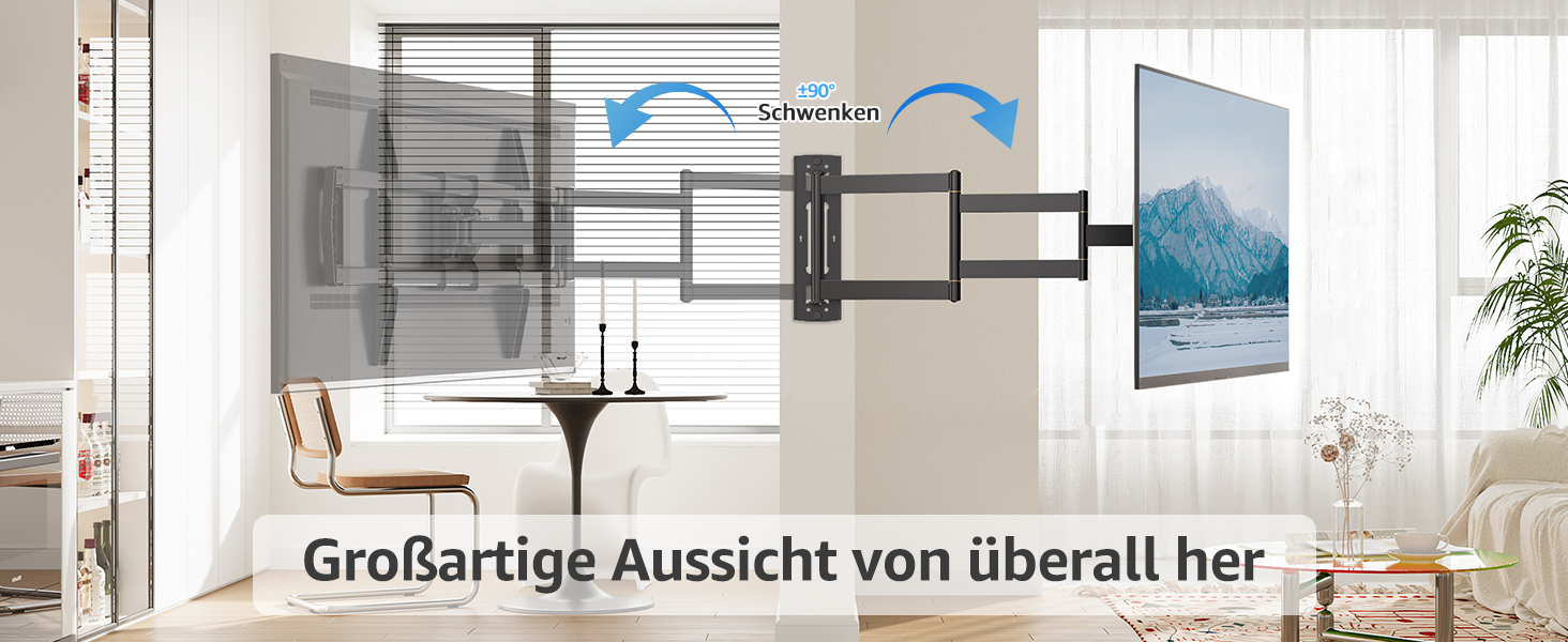Кріплення для телевізора MOUNTUP 962mm з подовженою ручкою для телевізорів 42-75 дюймів (до 45 кг), поворотне та нахильне, VESA 600x400mm, EU0047-L