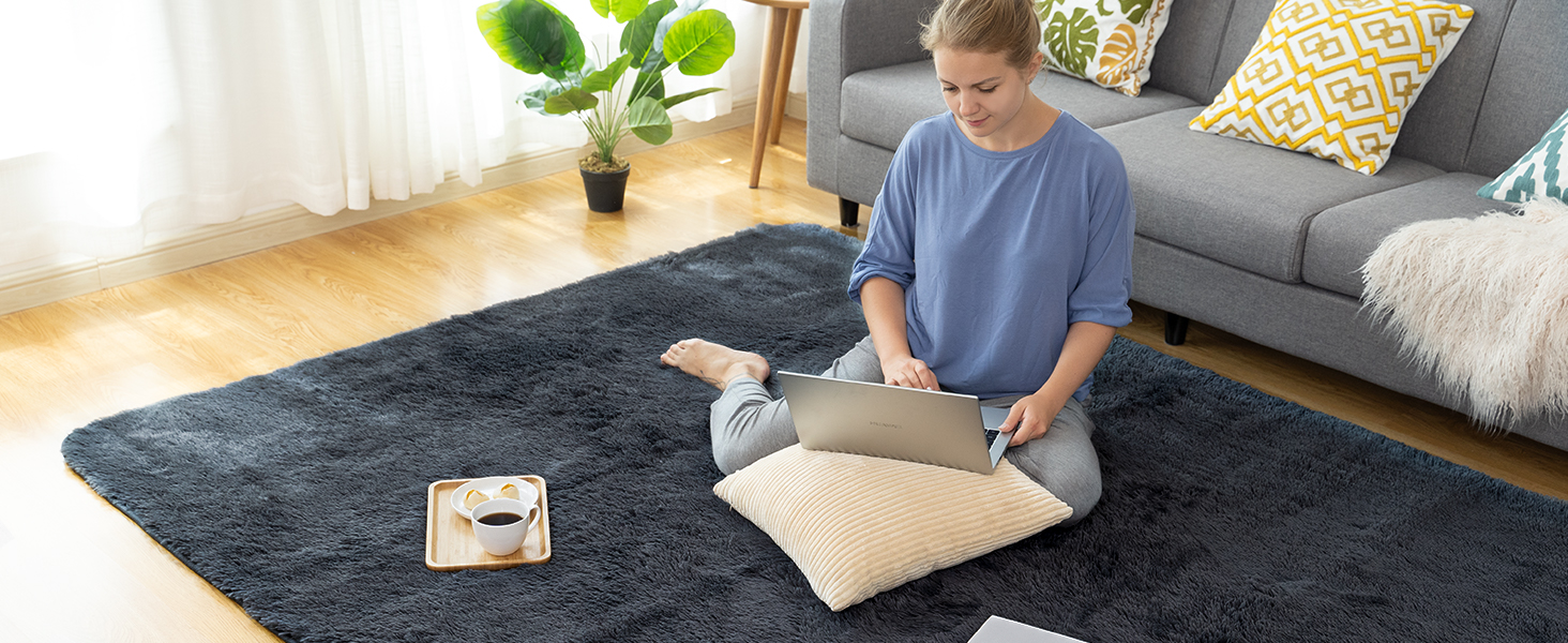 Килимок CHOSHOME для спальні, вітальні: м'який, сучасний, з високим ворсом, антиковзаюча підкладка, для дитячої кімнати, шэггі, сірий, 90x150 см