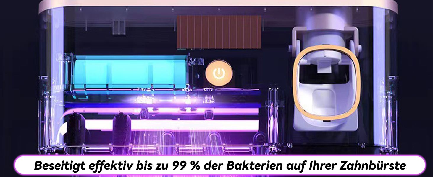 Автоматичний диспенсер зубної пасти з UV-дезінфекцією та тримачем для зубних щіток на 6 щіток, монтаж без свердління. Підходить для дітей та дорослих. Чорний колір