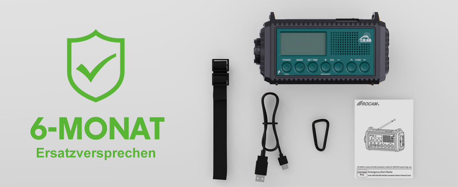 Радіо на сонячній батареї та ручному заводі Kurbelradio 12000 mAh з LED ліхтарем, AM/FM/SW, для надзвичайних ситуацій, чорний