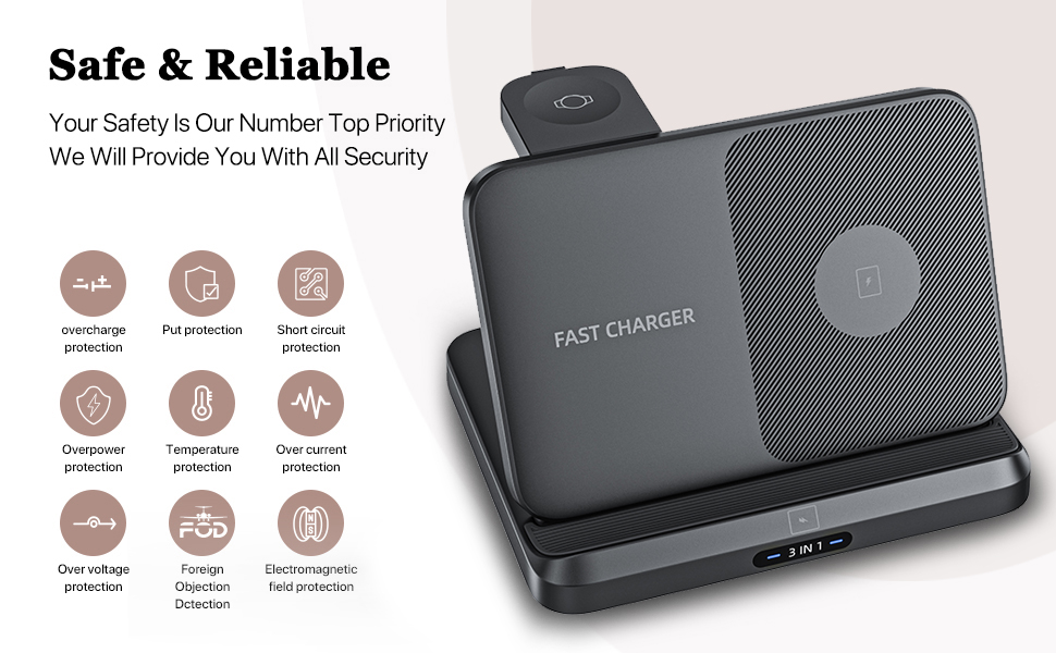 Бездротова зарядка 3-в-1 для Samsung Galaxy: S25/S24/S23/S22, Z Flip 6/5, Z Fold 6/5, Buds3 Pro/Buds3, Watch7/Watch Ultra/Watch6 (Чорний)