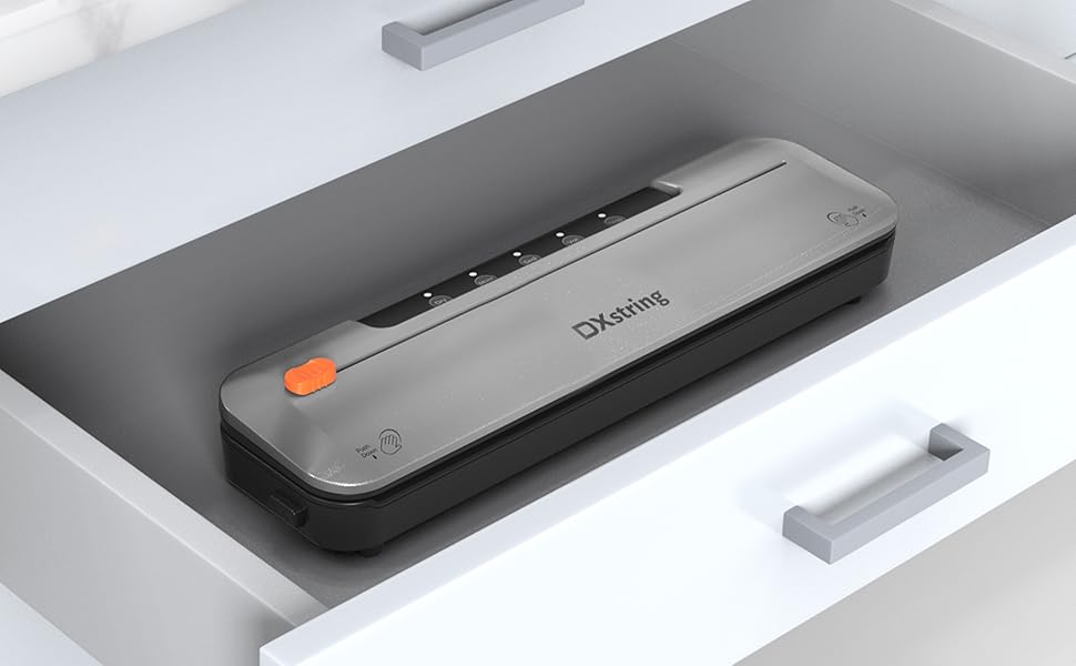 Вакуумний пакувальник DXstring для продуктів харчування, 75kPa, з 15 пакетами, автоматичний, з ріжучим пристроєм