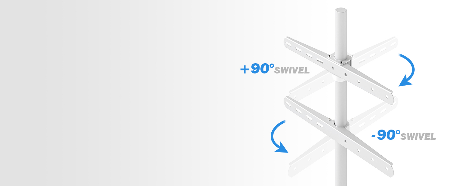 Підставка для телевізора 5Rcom Weiß з 2 полицями 32-65 дюймів, дерев'яна, поворотна, регульована по висоті, VESA 400x400, до 40 кг