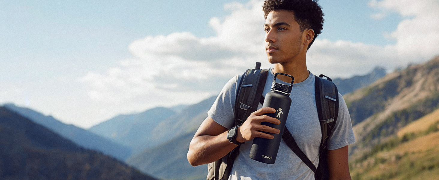 Пляшка для води Coolflask 2л з соломинкою та 3 кришками, ізольована нержавіюча сталь для спорту/офісу, подвійний захист від протікання