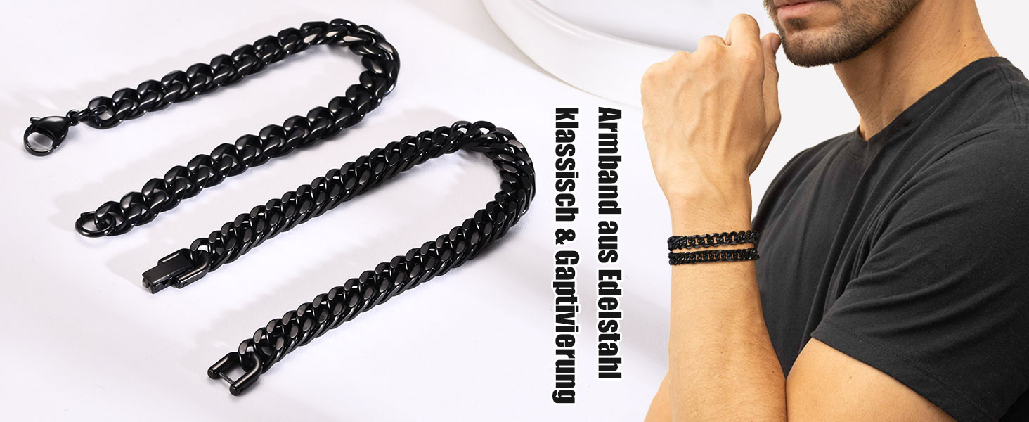 Чоловічий браслет TempBeau: браслет на руку з нержавіючої сталі, панцерна ланцюг, стильний аксесуар для чоловіків, 19-21 см, подарунок для тата/друга