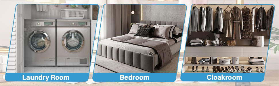 Вішалка для одягу на коліщатках металева з 3 штангами та полицею, чорна (41x81x210 см)