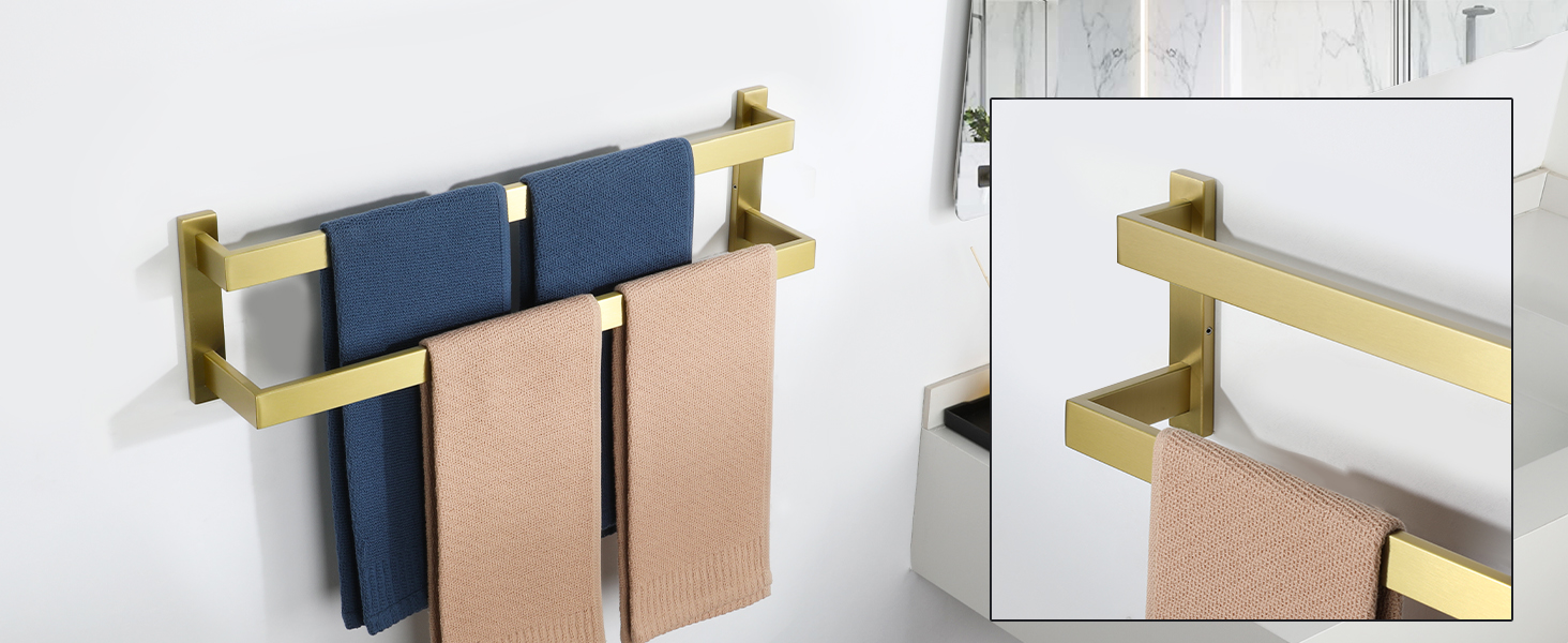 Тримач для рушників SAYAYO: настінний, багаторівневий, для ванної та кухні, 64 см (чорний)