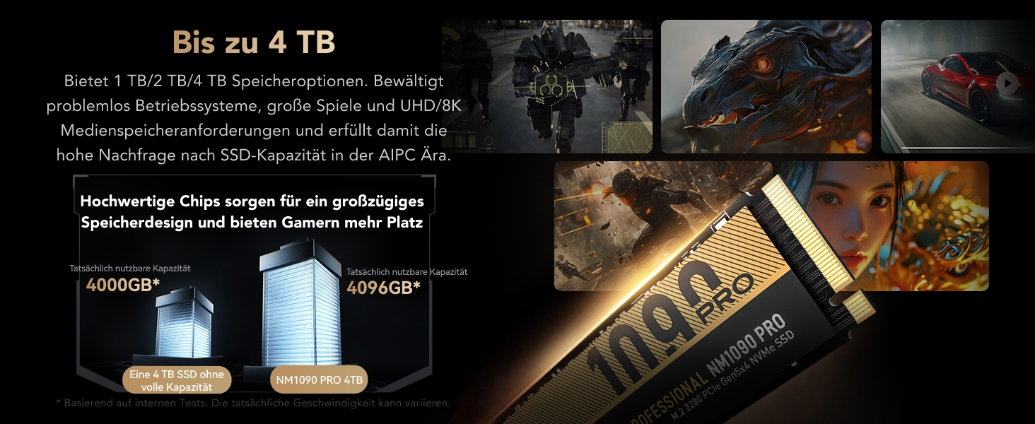 Lexar NM1090 PRO 1TB - SSD PCIe 5.0 Gen5 NVMe: до 14000 МБ/с, для AI, ігор та створення контенту (Laptop/PC)