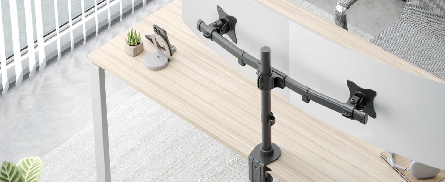 Підставка для монітора RICOO TS7811 - 2 монітори, кріплення для 13-27 дюймів, гнучкий гриф, для ПК та ігор