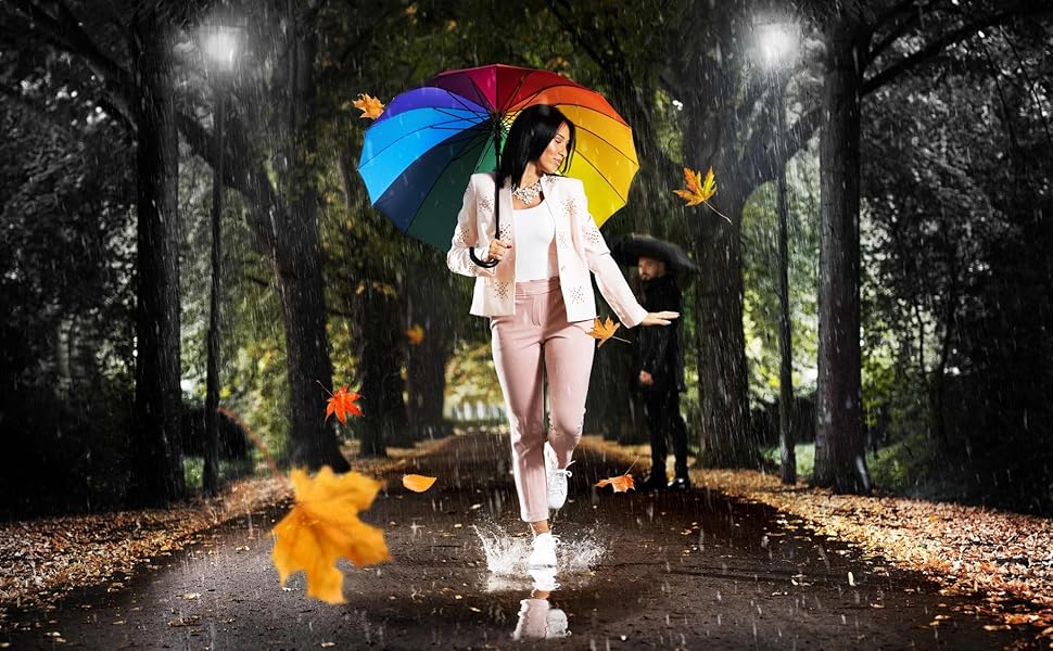 Автоматичний парасолька UNISEX Райдуга, вітростійкий, 16-сегментний, великий, стійкий до вітру, 120 см