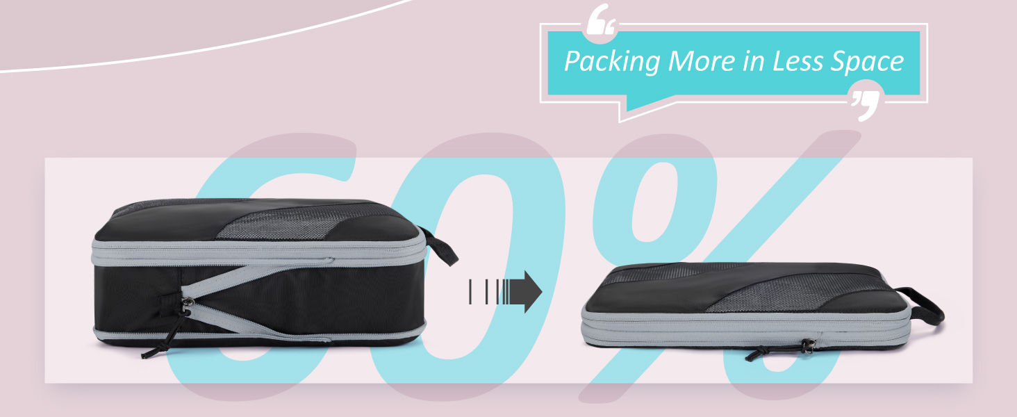 Органайзери для валізи BAGSMART компресійні, набір 6 шт., чорні - ідеальний органайзер для подорожей та ручної поклажі