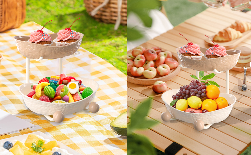 Багатоярусна фруктова етажерка, миска для фруктів, пластикова, з металевою полицею, сервірувальний стійка, фруктові миски для буфетів, закусок, овочів та десертів