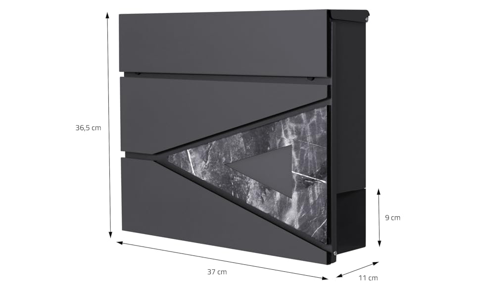 Поштовий ящик ML-Design 37x36,5x11 см антрацит/під дерево, сталевий, з газетницею, замок на 2 ключі, настінний, сучасний дизайн