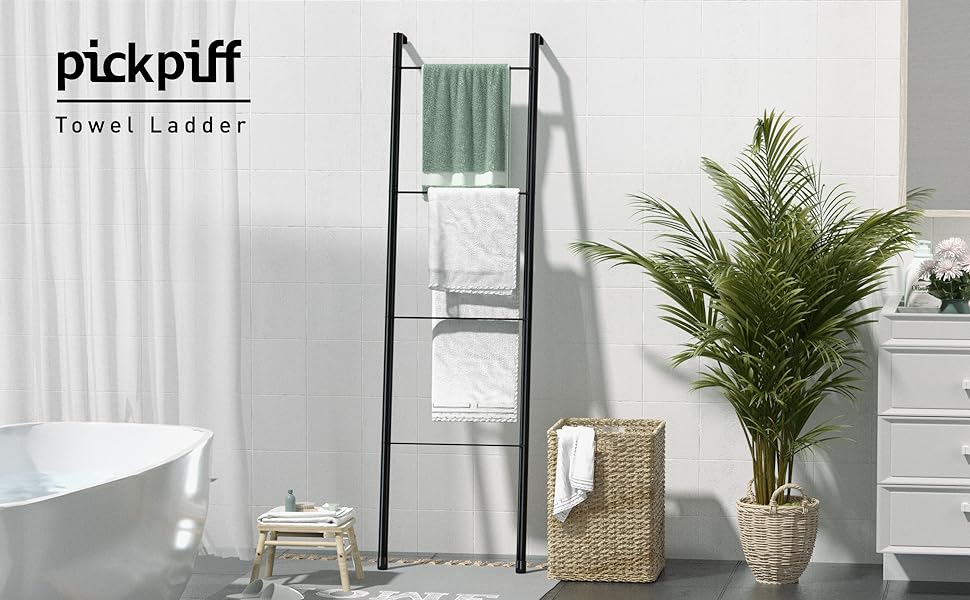 Підставка для рушників настінна металева біла – тримач для рушників, ковдр, простирадл (4 яруси, білий/чорний)