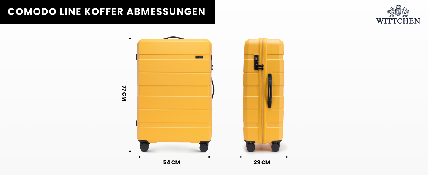 Набір валіз WITTCHEN COMODO Line: 4 шт. з ABS, телескопічний ручка, TSA-замок, 4 колеса, жовтий