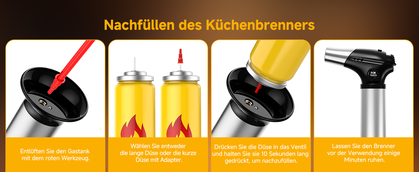 Кулінарний пальник Ankway для карамелізації та фламбування, газовий пальник для крем-брюле з замком безпеки, регульований, чорний (без бутану)