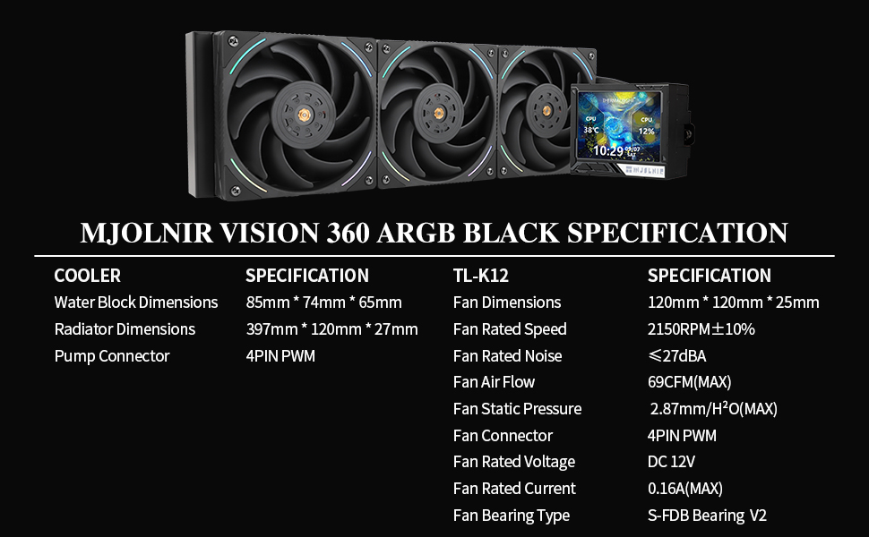 Thermalright Mjolnir Vision 360 ARGB: Смарт-рідинний кулер для CPU з IPS-дисплеєм, підтримка AM4/AM5/LGA1700/1851