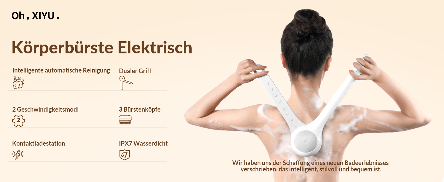 Електрична щітка для спини, м'яка ексфоліація, довгоручна душова щітка, допомога у нанесенні крему для жінок, чоловіків, людей похилого віку, глибоке очищення для всіх типів шкіри, гарна піна - Рожева (Перламутровий)