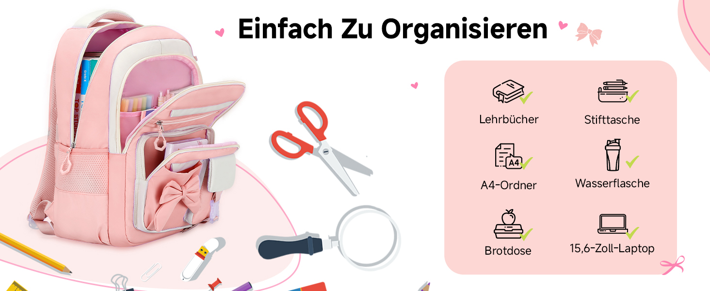 Шкільний рюкзак для дівчаток 3 в 1: рюкзак, ланч-бокс, пенал. Kawaii дизайн, 3-7 клас, для гімназії. Антикрадіжна сумка, 24L, фіолетово-чорний колір.