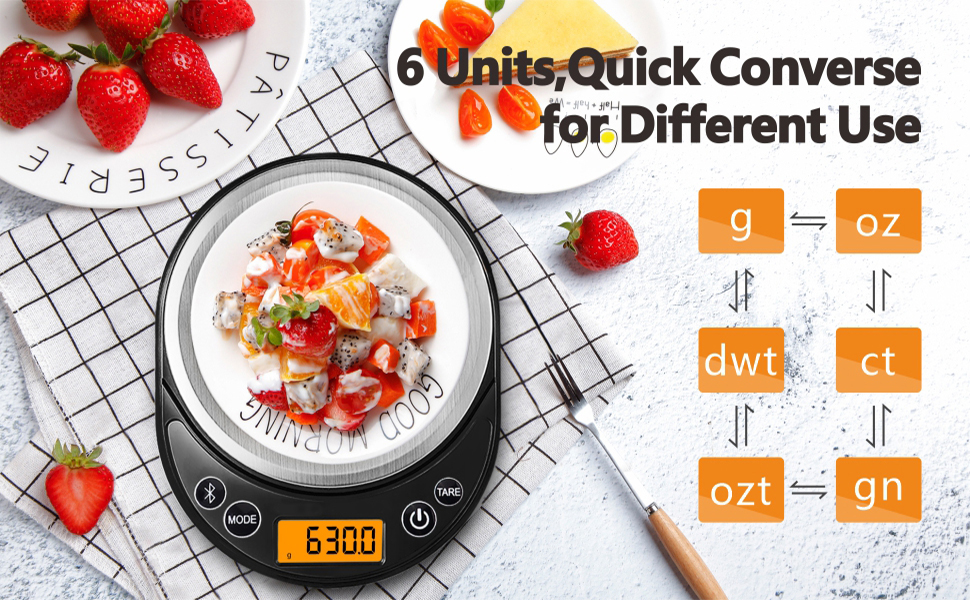 Електронна кухонна вага UNIWEIGH 6.6lb/3kg з USB-кабелем: для випічки, дієти та приготування їжі