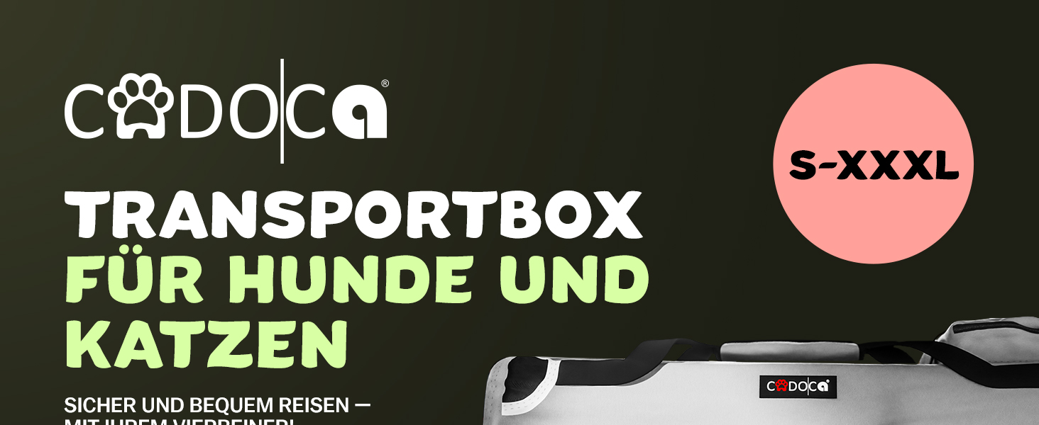 CADOCA® Collapsible Dog Carrier - Portable & Breathable Pet Travel Box - Large 60x42x44cm Grey