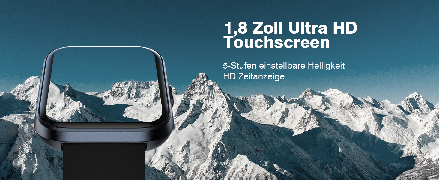 Fitpolo Розумний годинник для чоловіків та жінок, 1.8' з функцією телефону/Alexa, фітнес-годинник з моніторингом серцевого ритму/сну, водонепроникний IP68 для iPhone/Android, чорний