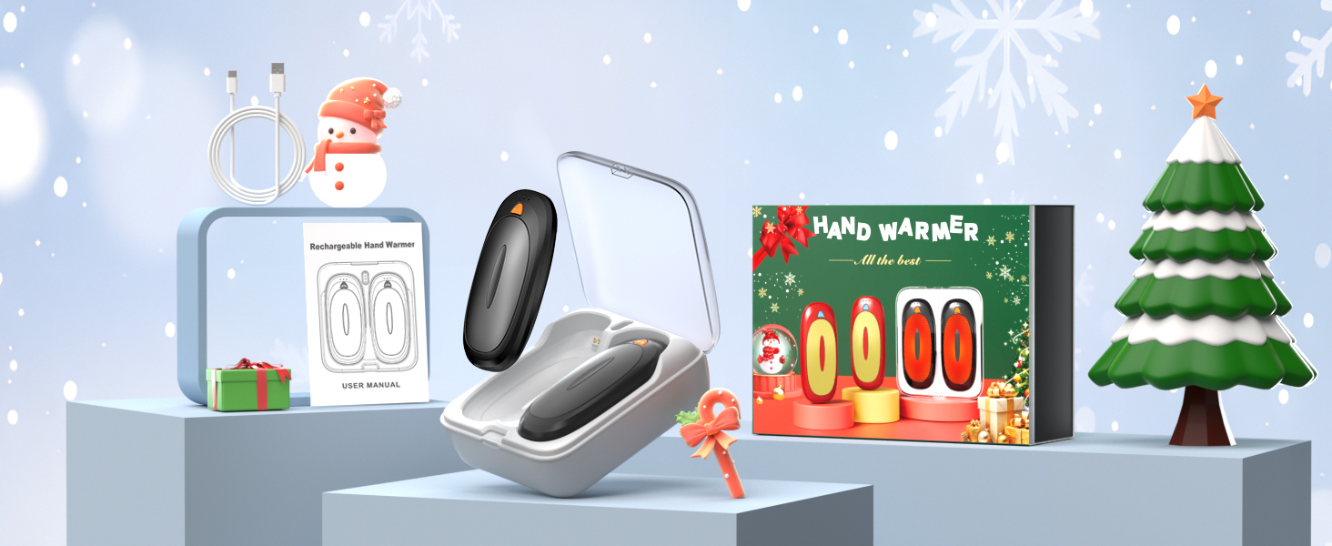 Електричні грілки для рук 2 шт. 4000mAh з зарядним кейсом 10000mAh, 3 режими нагріву, USB-C, для катання на лижах, кемпінгу, подарунок, рожевий