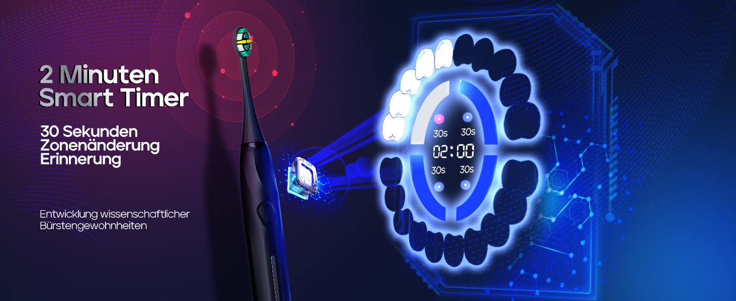 Електрична зубна щітка Seago з датчиком тиску, 40000 VPM, 8 насадок, 5 режимів, звукова, з підставкою, чохол, для дорослих, SG-2752 (Чорний)